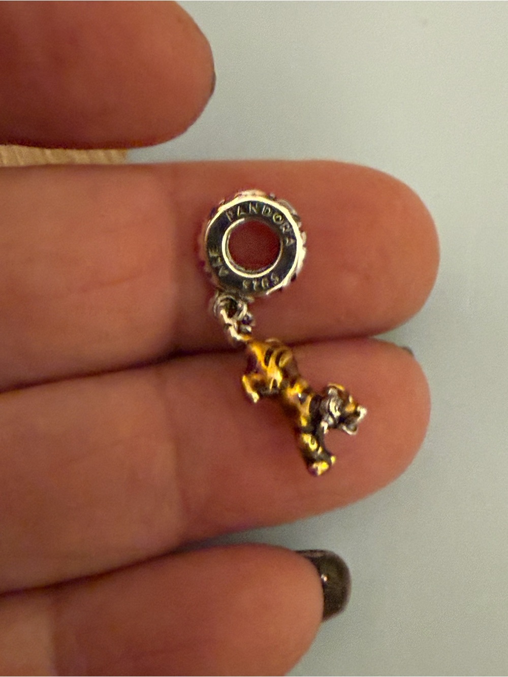 Sterling Silver & Gold Tone Dog Dangle Charm